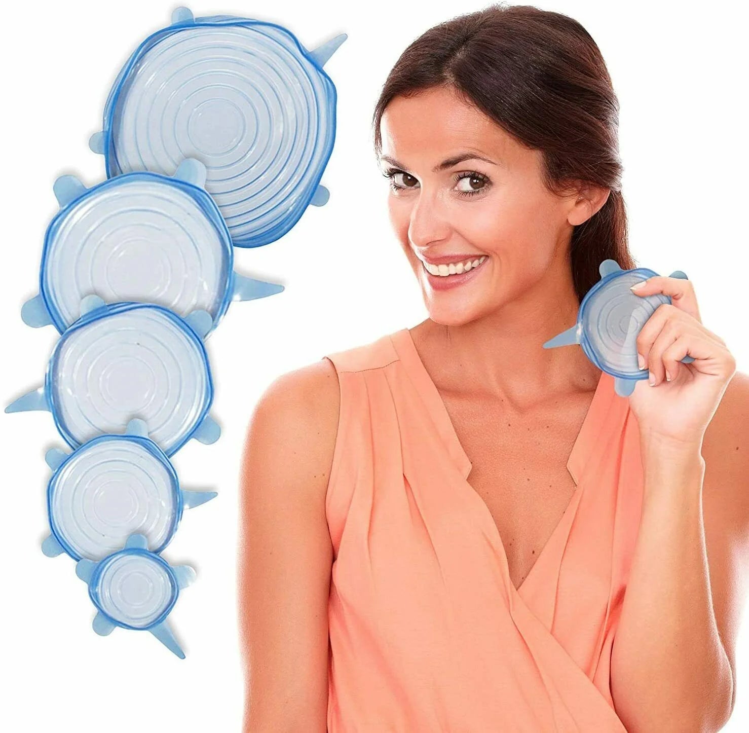 Juicy Pop™ Stretchy Silicone Lids – 6pcs | BPA-Free Reusable Food Covers